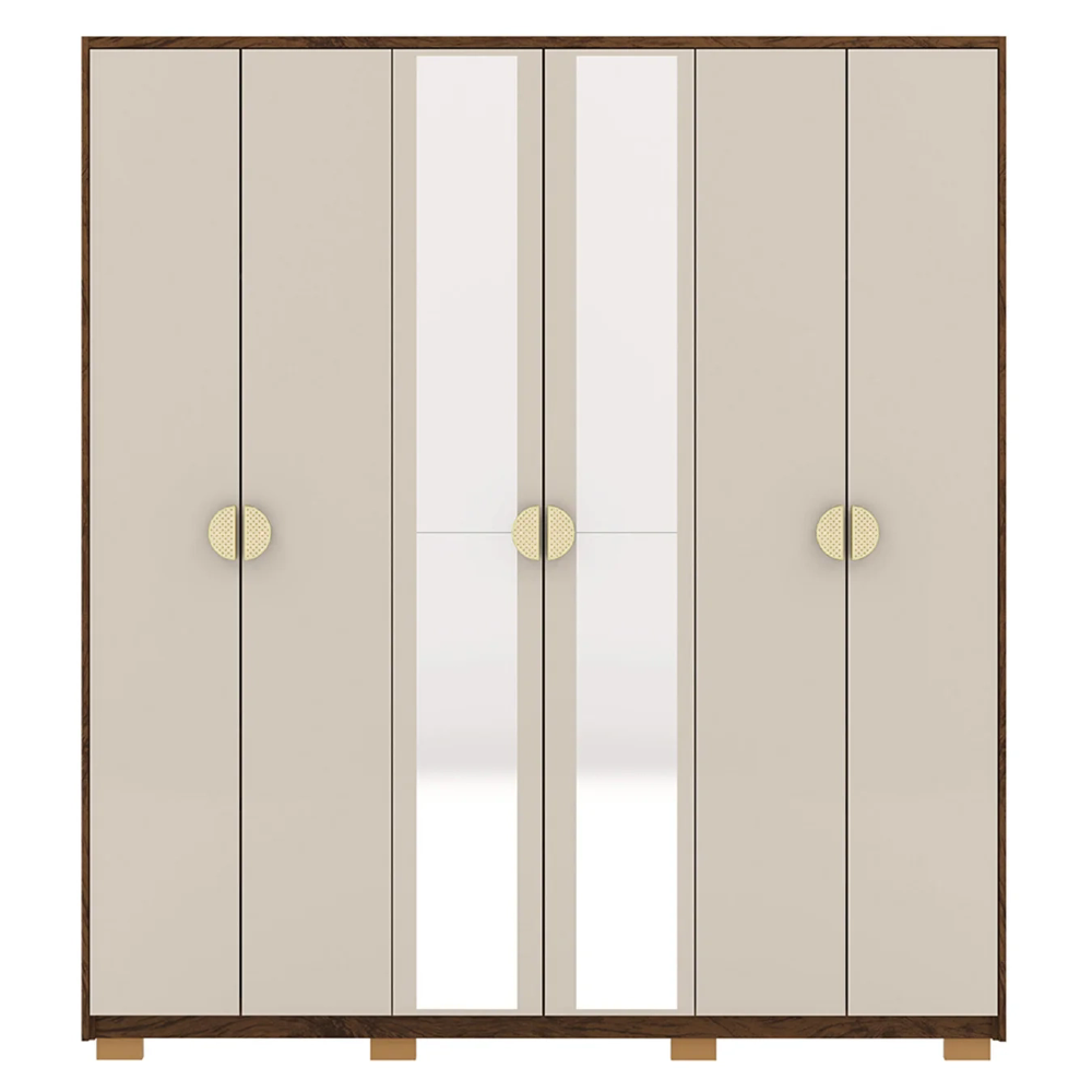 Guarda Roupa Casal 203cm Com Espelho Leo Imbuia/Fendi V02 - Mpozenato
