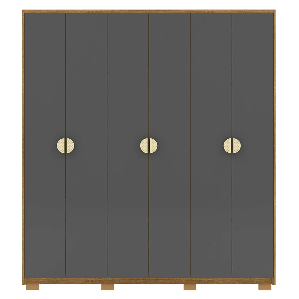 Guarda Roupa Casal 203cm Com 6 Portas Leo Nature/Alasca V02 - Mpozenato
