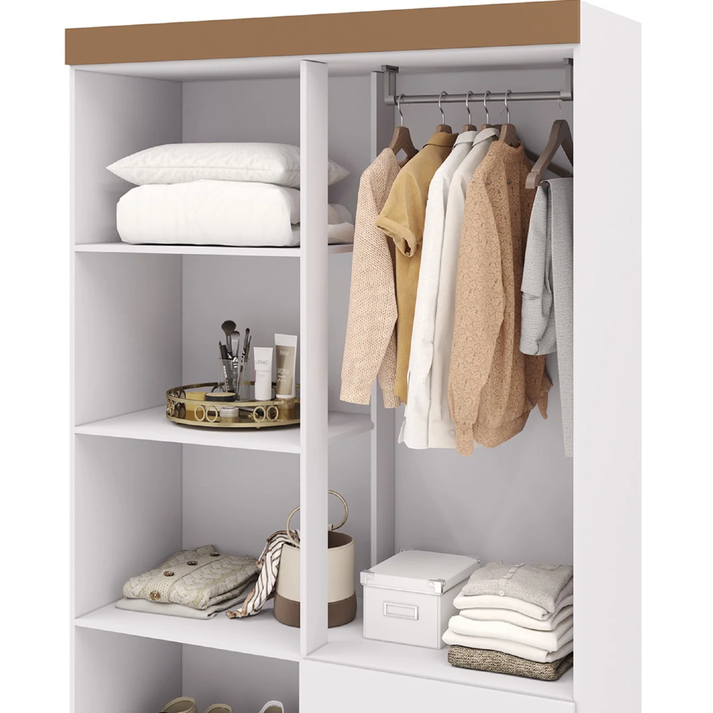 Guarda Roupa Solteiro 103cm 4 Portas Mayra Flex Branco V02 - Mpozenato