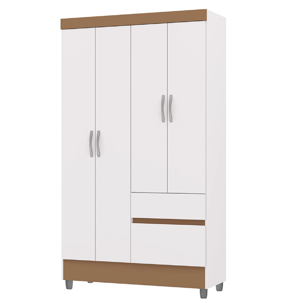 Guarda Roupa Solteiro 103cm 4 Portas Mayra Flex Branco V02 - Mpozenato