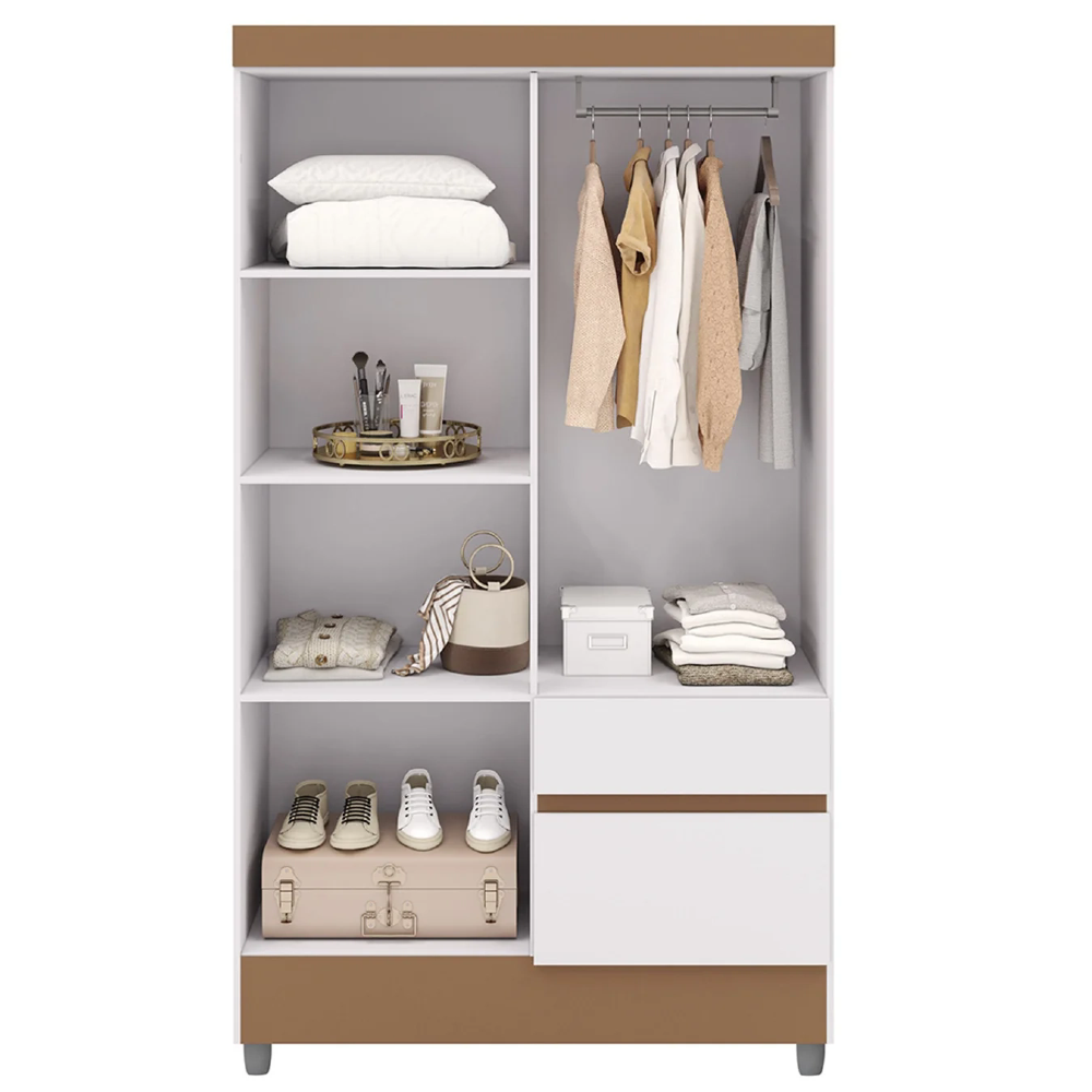 Guarda Roupa Solteiro 103cm 4 Portas Mayra Flex Branco V02 - Mpozenato