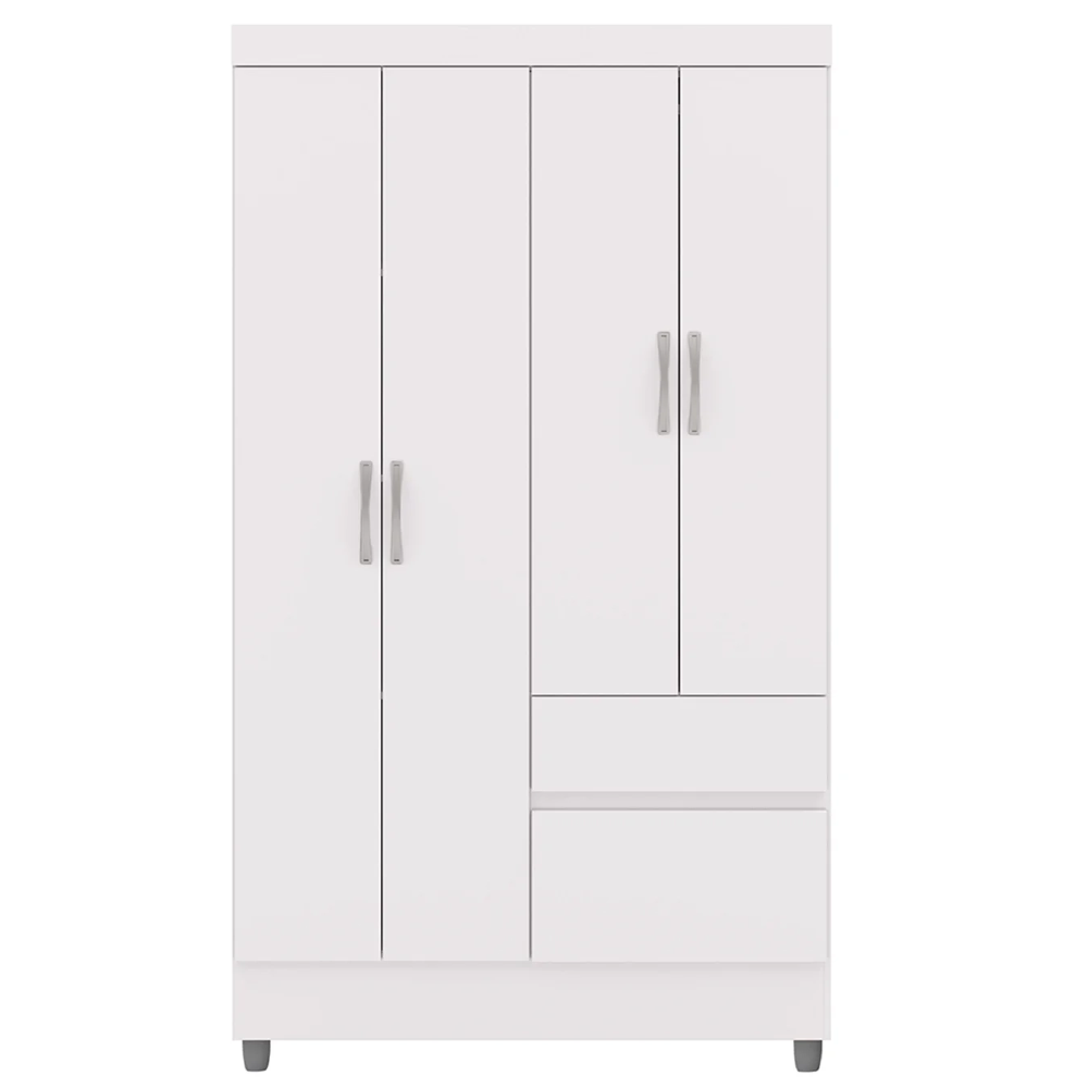 Guarda Roupa Solteiro 103cm 4 Portas Mayra Flex Branco V02 - Mpozenato