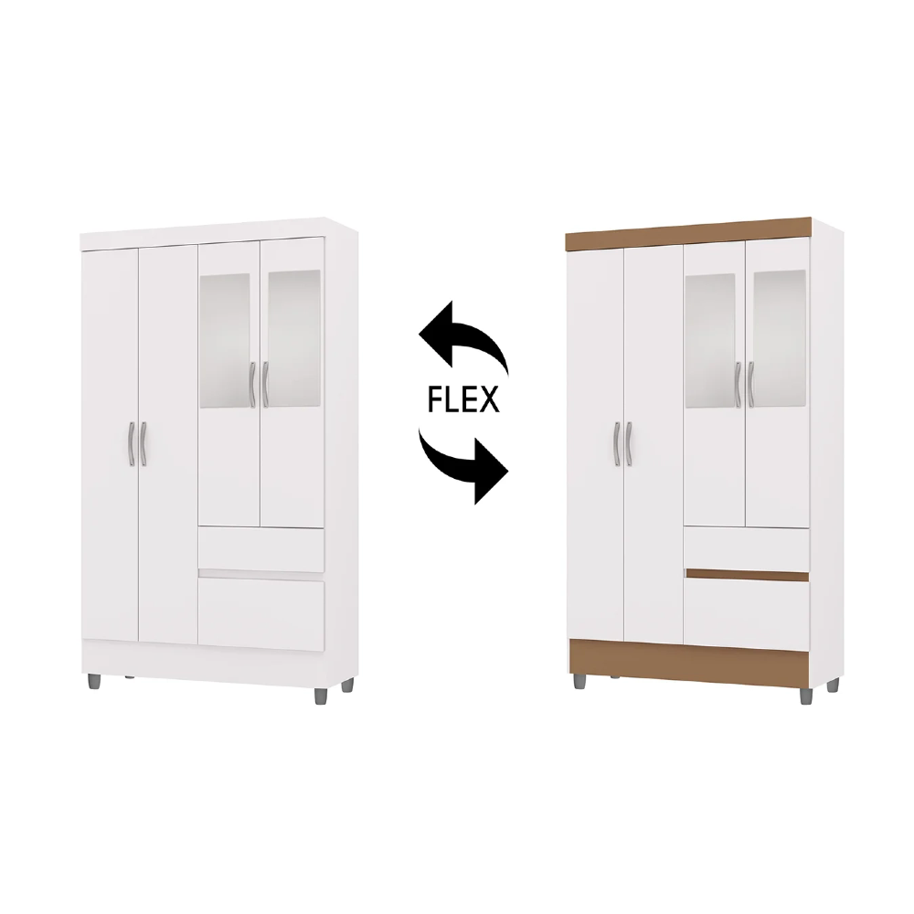 Guarda Roupa Solteiro 103cm Com Espelho Mayra Flex Branco V02 - Mpozenato