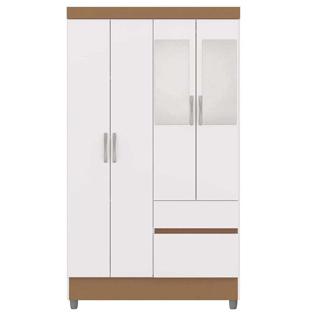 Guarda Roupa Solteiro 103cm Com Espelho Mayra Flex Branco V02 - Mpozenato