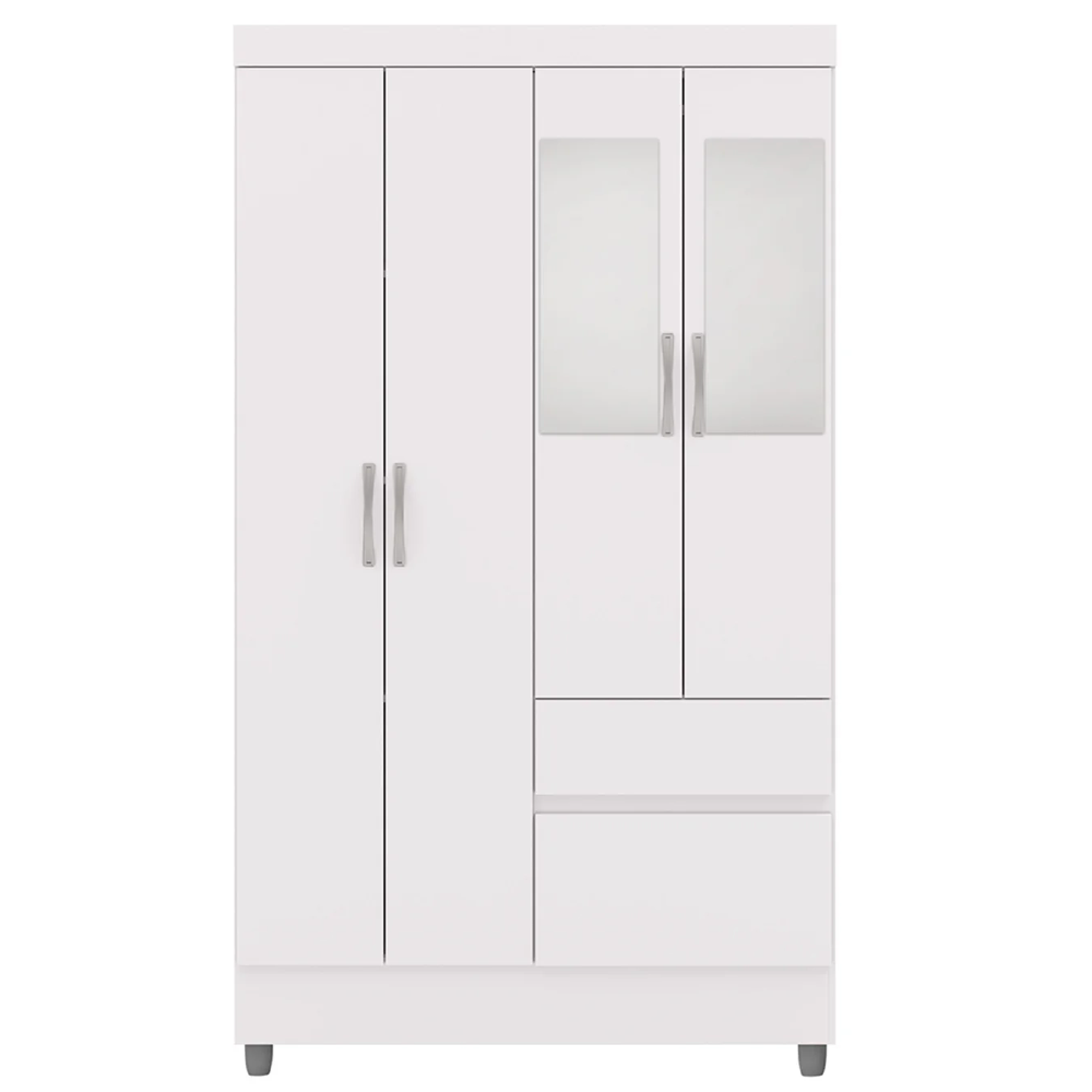 Guarda Roupa Solteiro 103cm Com Espelho Mayra Flex Branco V02 - Mpozenato