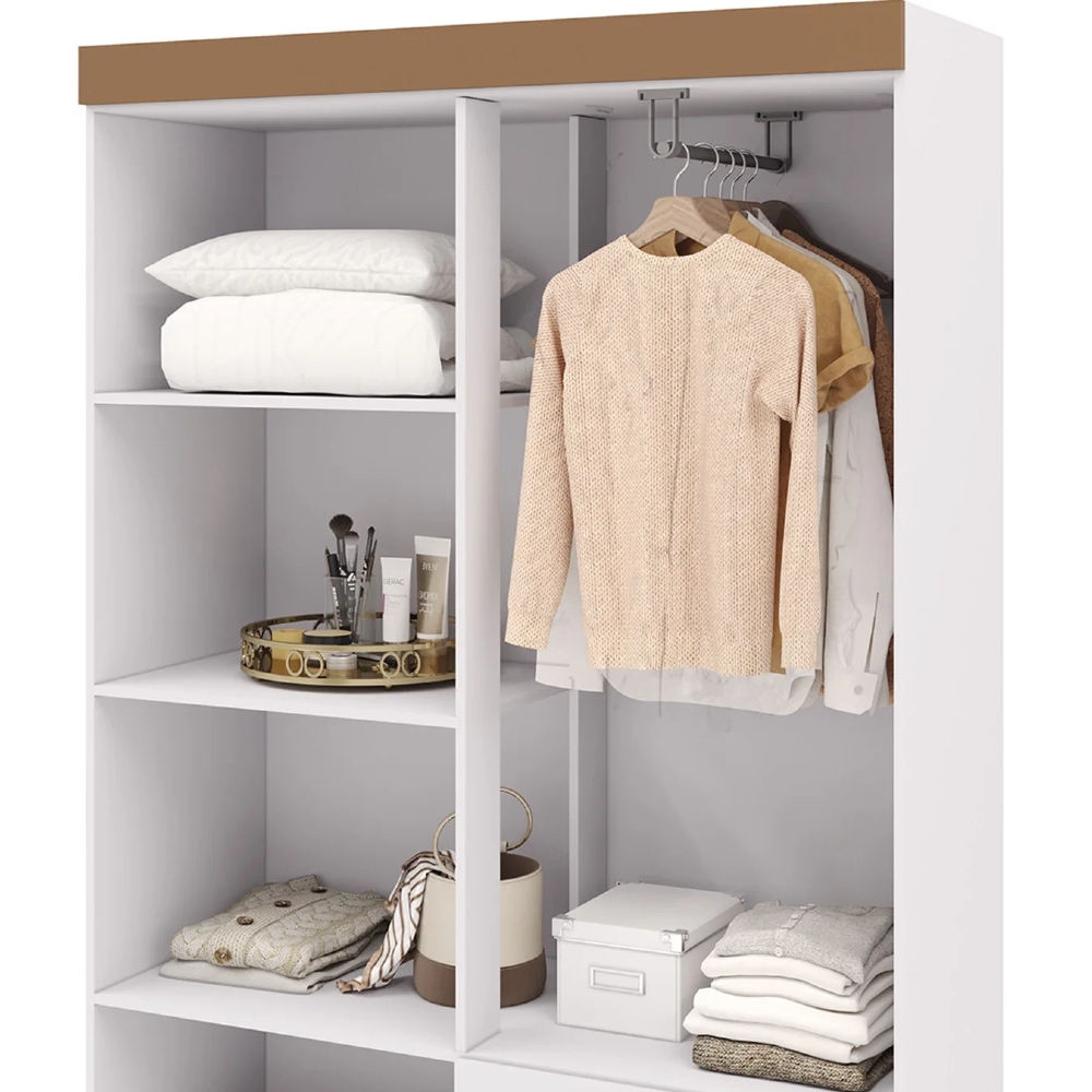 Guarda Roupa Solteiro 103cm Com Espelho Mayra Flex Branco V02 - Mpozenato