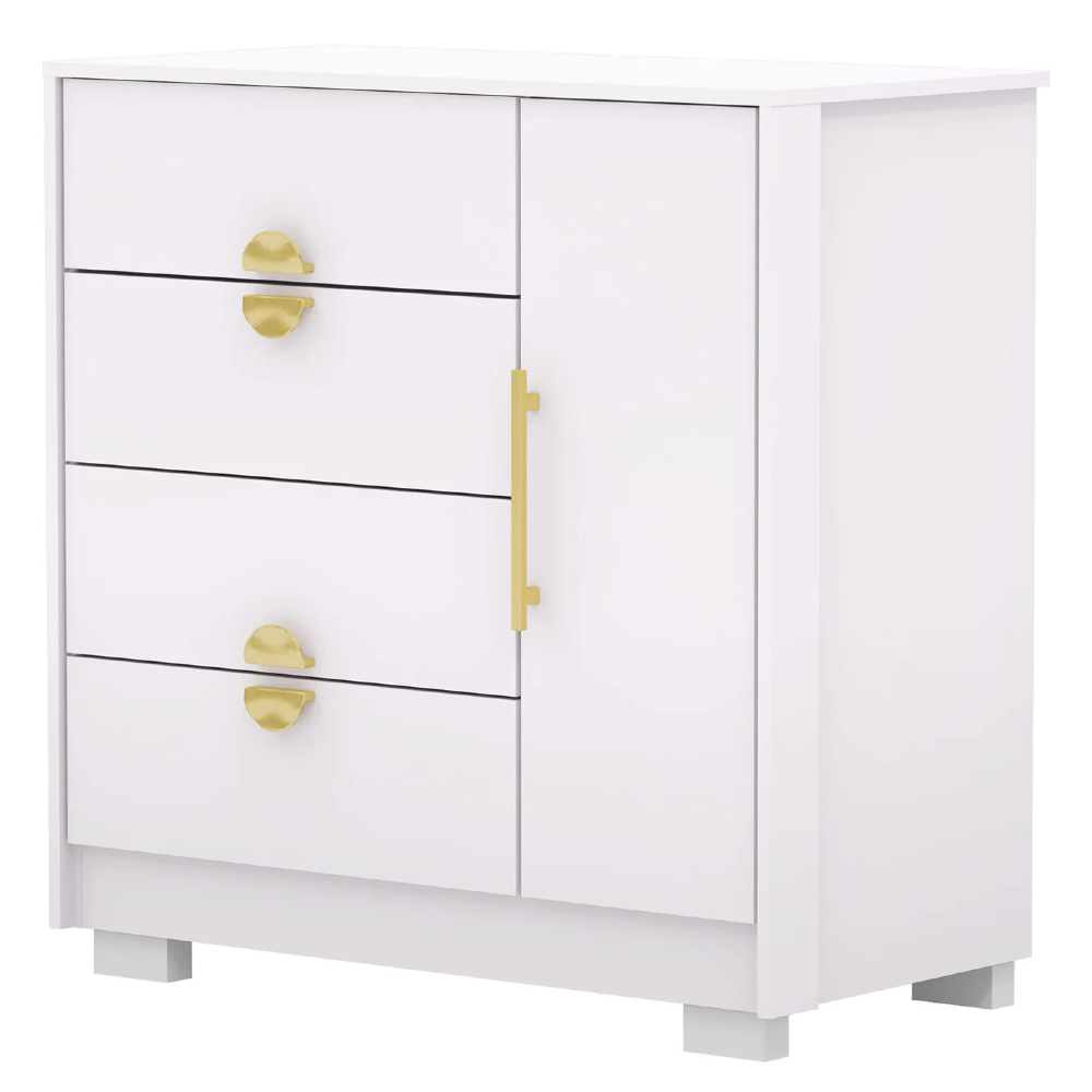 Cômoda Para Quarto 93cm Com 1 Porta Nara Flex Branco V02 - Mpozenato