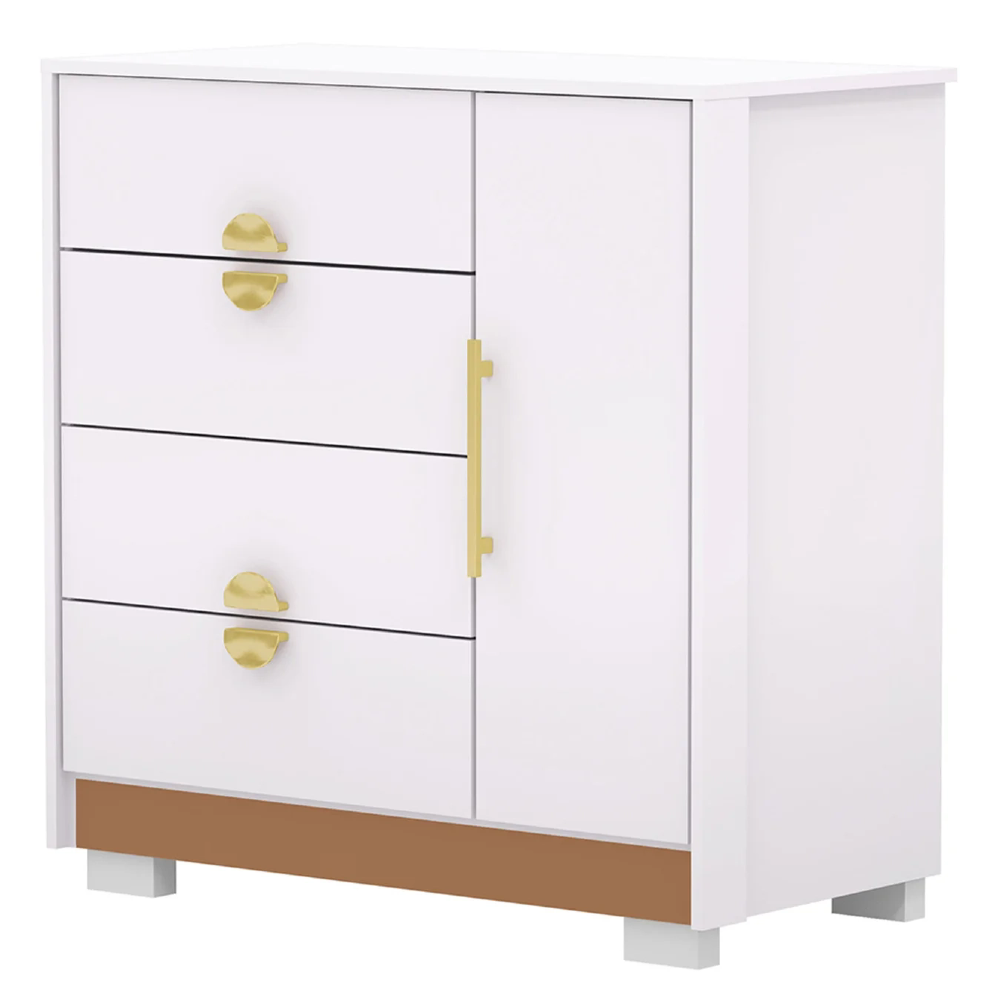 Cômoda Para Quarto 93cm Com 1 Porta Nara Flex Branco V02 - Mpozenato