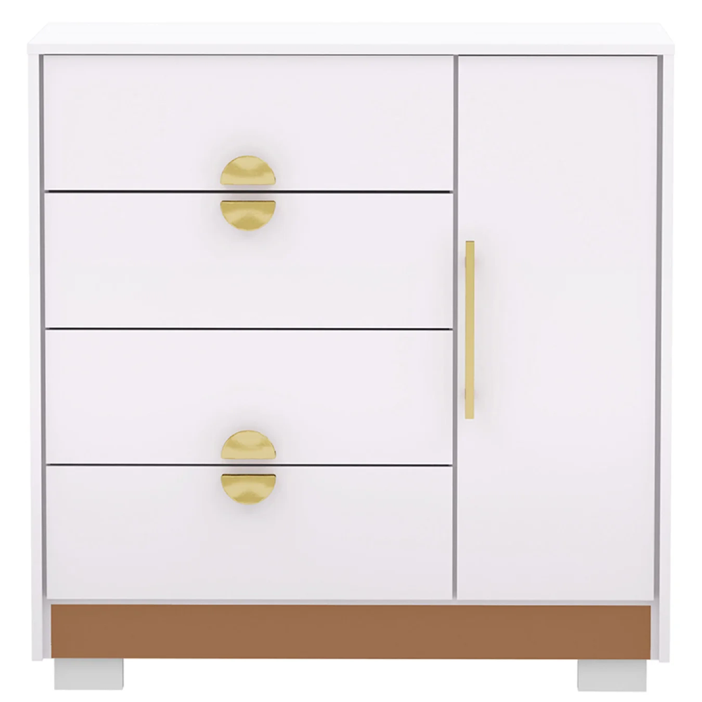 Cômoda Para Quarto 93cm Com 1 Porta Nara Flex Branco V02 - Mpozenato