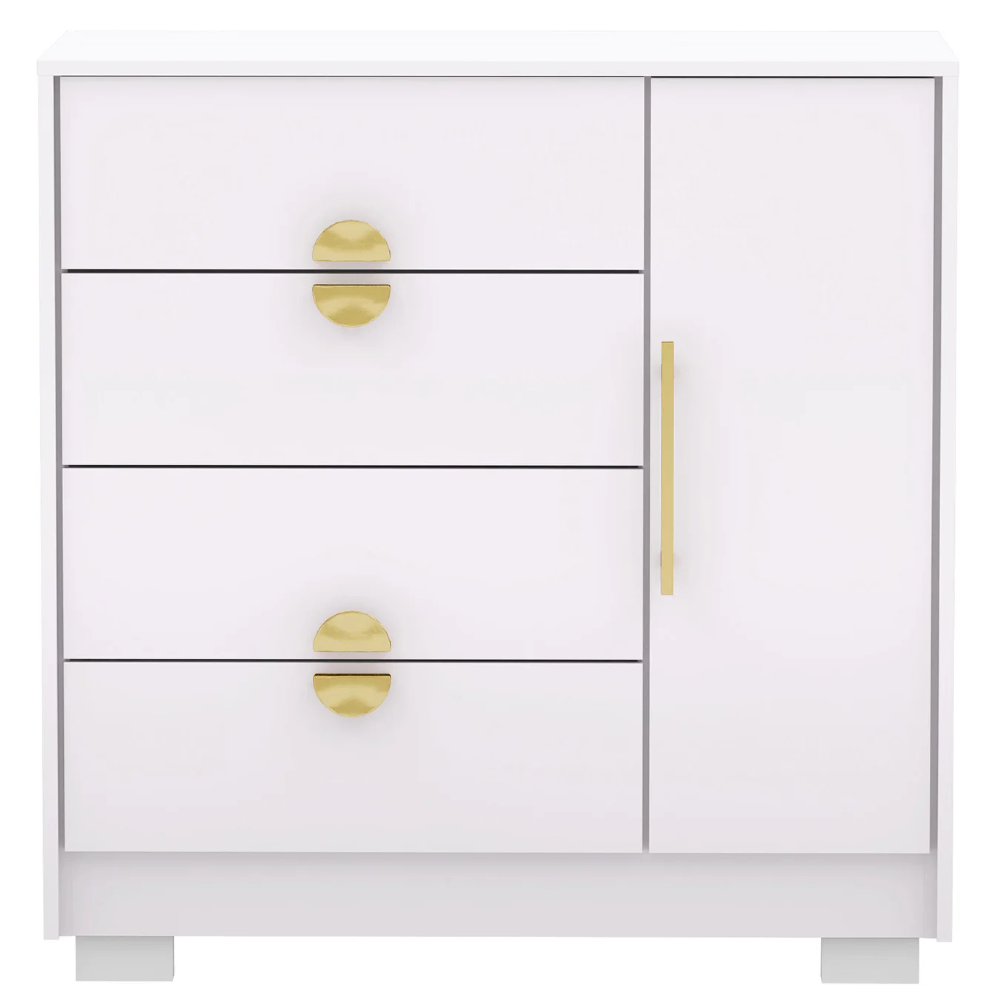 Cômoda Para Quarto 93cm Com 1 Porta Nara Flex Branco V02 - Mpozenato