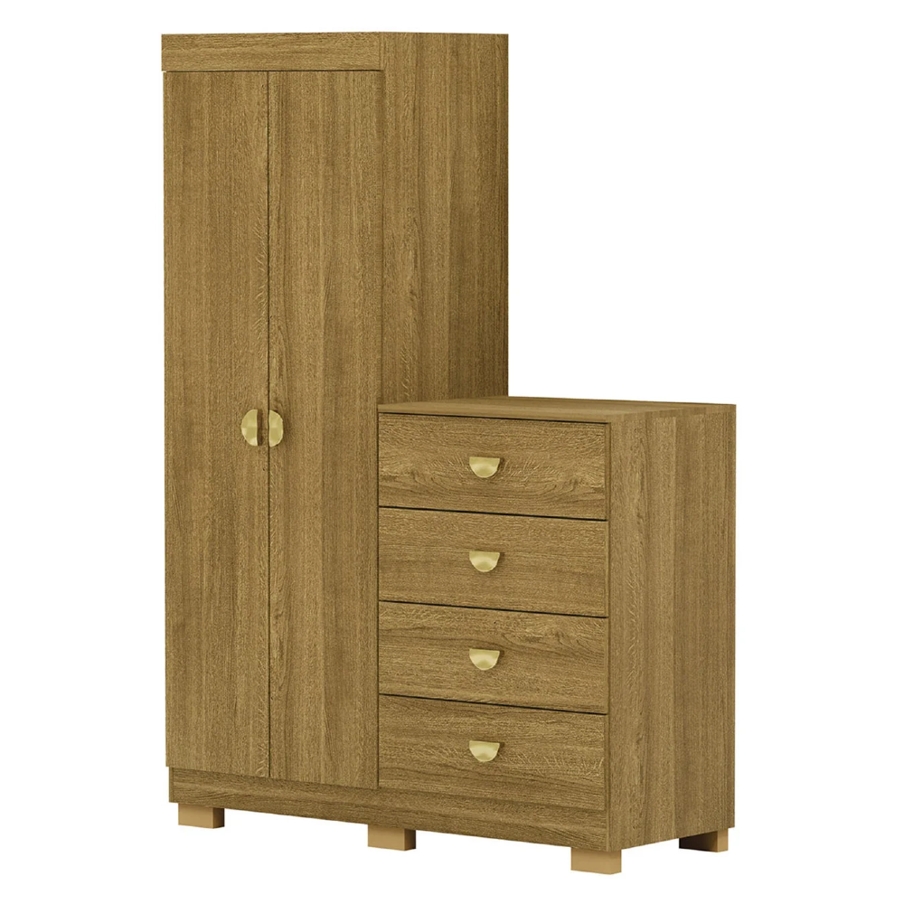 Guarda Roupa Cômoda 4 Gavetas 120cm Rita Nature V02 - Mpozenato