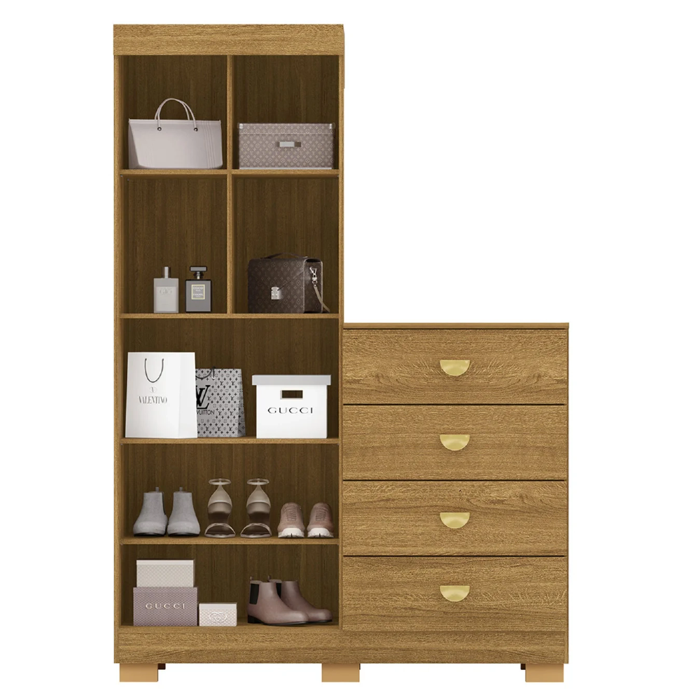 Guarda Roupa Cômoda 4 Gavetas 120cm Rita Nature V02 - Mpozenato