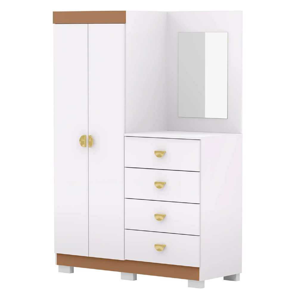 Guarda Roupa Cômoda Com Espelho 120cm Rita Flex Branco V02 - Mpozenato