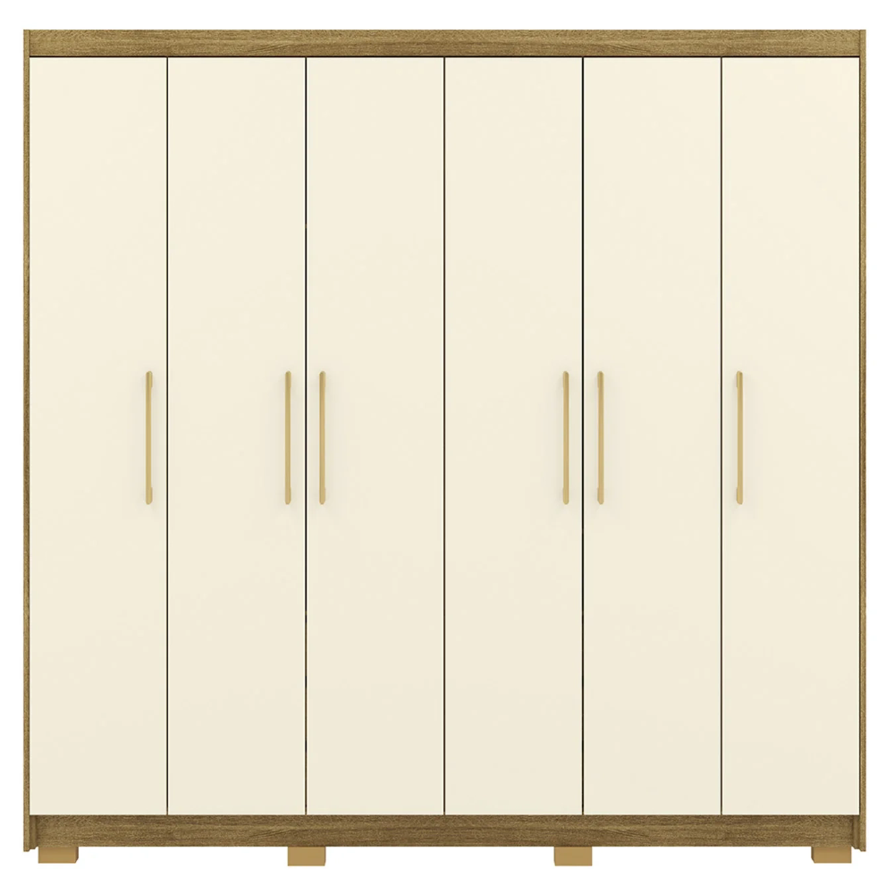 Guarda Roupa Casal 223cm 6 Portas Pako Nature/Champanhe V02 - Mpozenato
