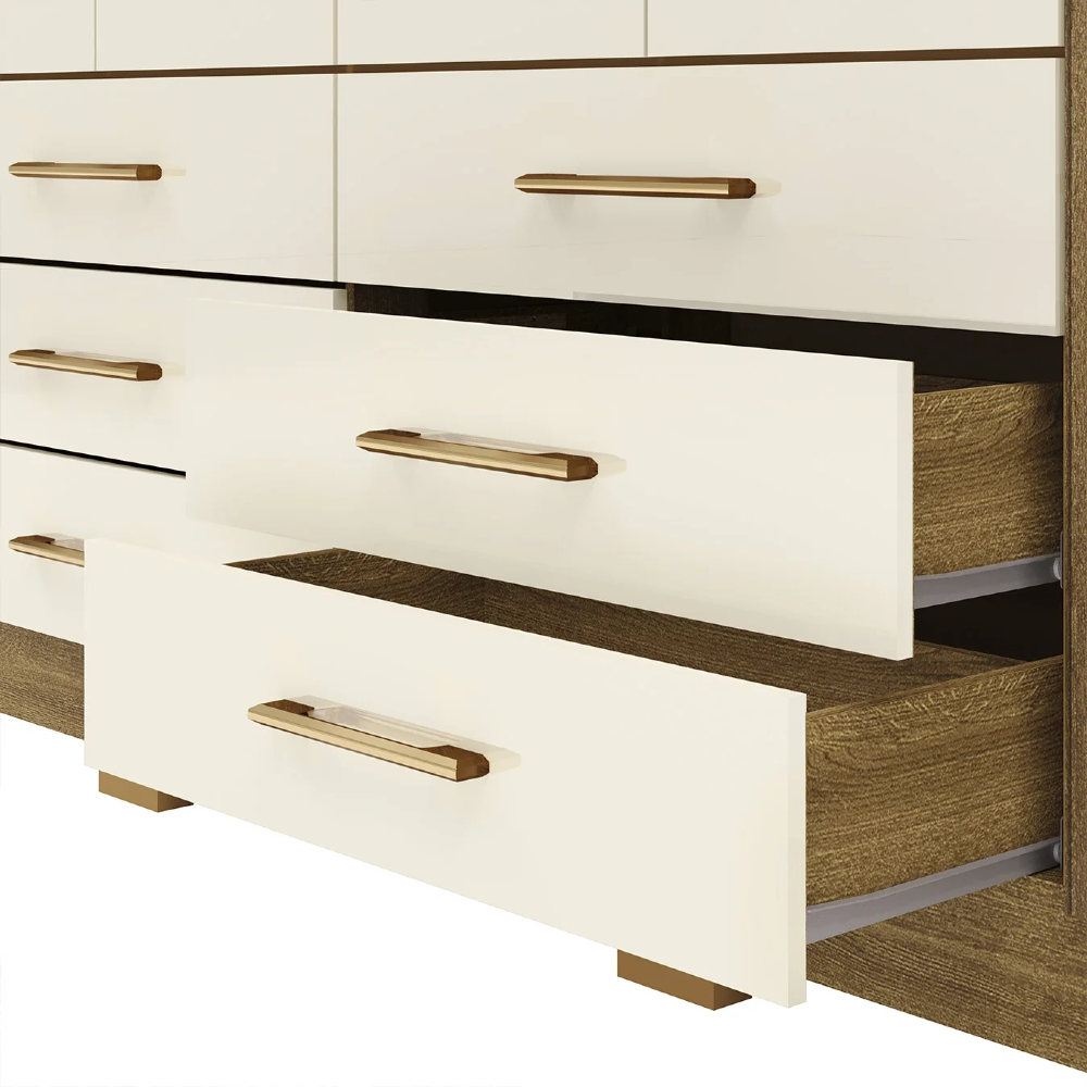 Guarda Roupa Casal 223cm 6 Portas Rick Nature/Champanhe V02 - Mpozenato