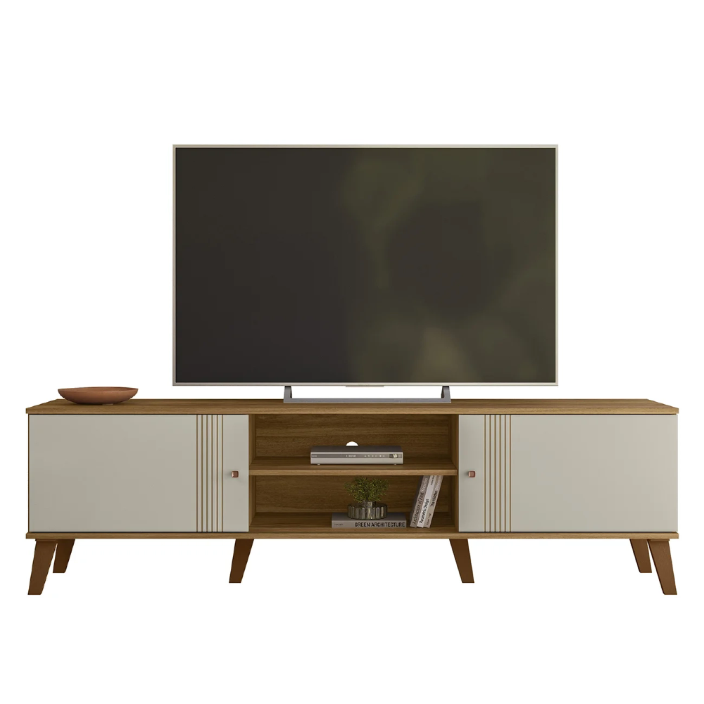 Rack Bancada Para TV 75 Pol 180cm Sia Nature/Off Z49       - Mpozenato