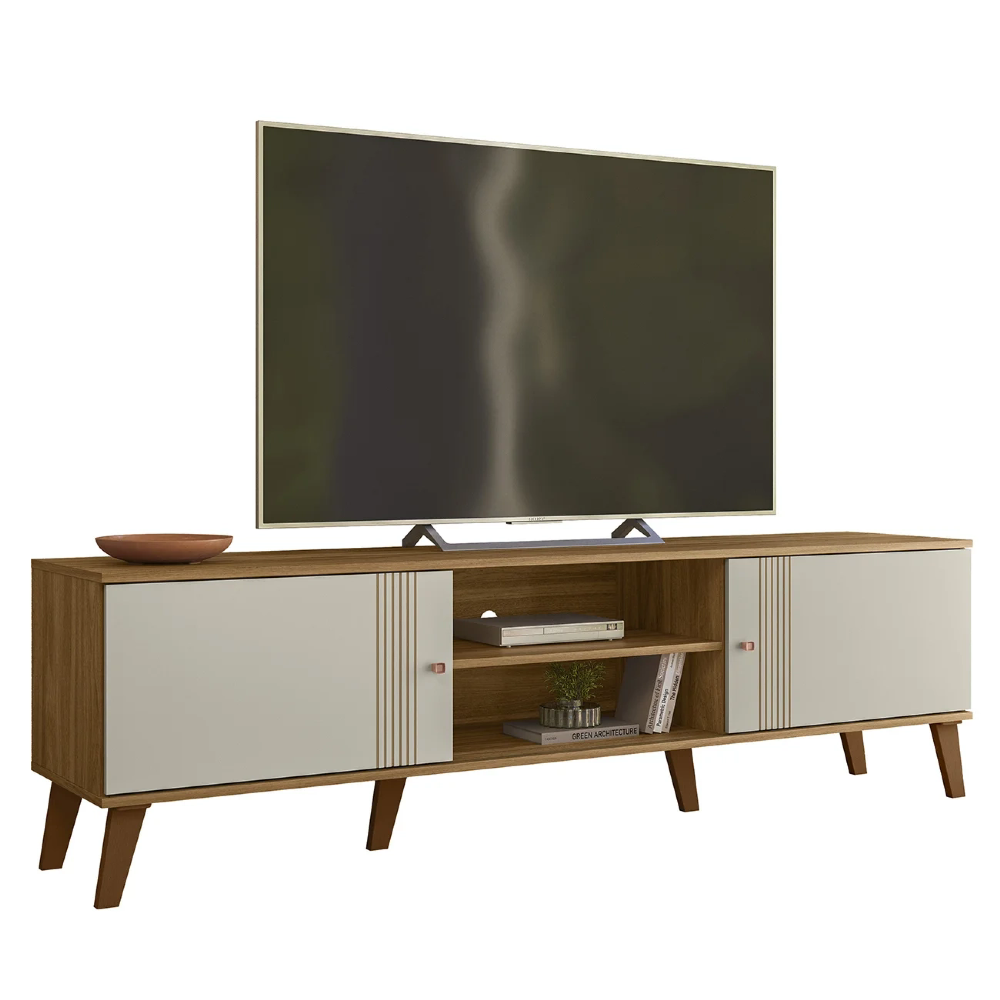 Rack Bancada Para TV 75 Pol 180cm Sia Nature/Off Z49       - Mpozenato