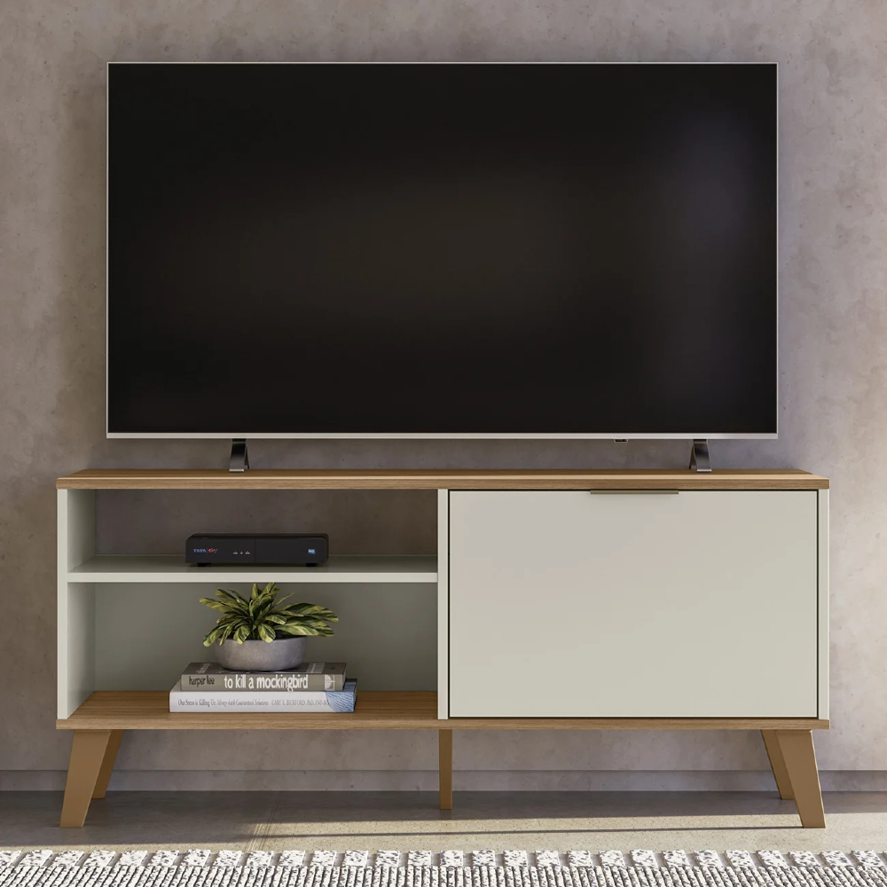 Rack Bancada Para TV 50 Pol 115cm Roby Off/Nature Z49 - Mpozenato