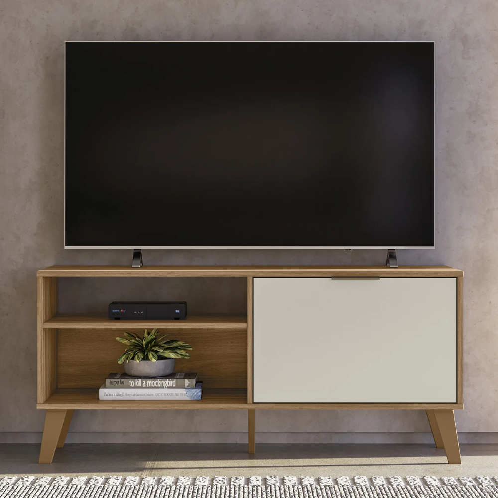 Rack Bancada Para TV 50 Pol 115cm Roby Nature/Off Z49 - Mpozenato
