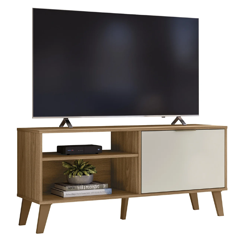 Rack Bancada Para TV 50 Pol 115cm Roby Nature/Off Z49 - Mpozenato