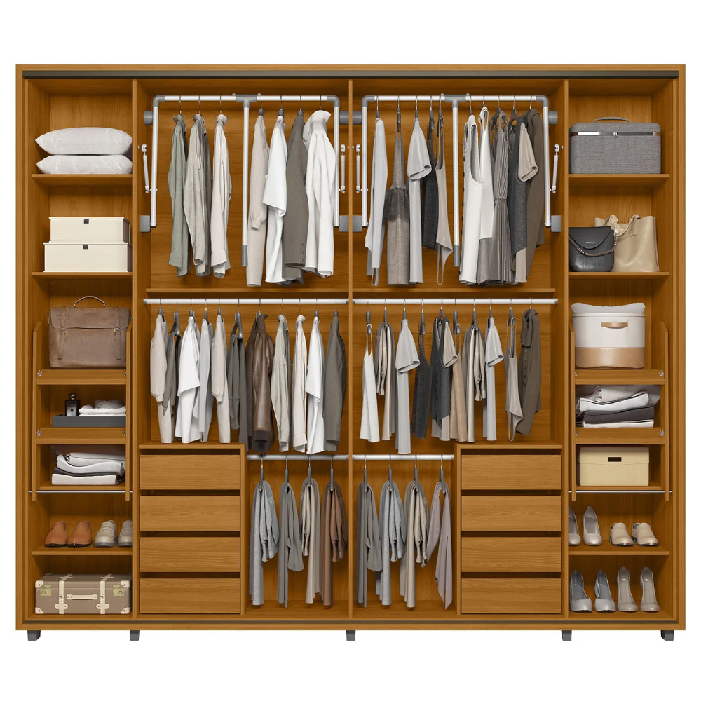 Guarda Roupa Casal 278cm 2 Portas 4 Espelhos Mya Off/Cinamomo Z10 - Mpozenato
