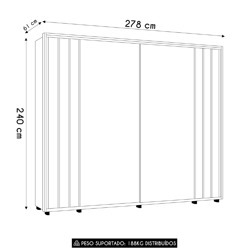 Guarda Roupa Casal 278cm Com 2 Portas Mya Opala/Cumaru Z10  - Mpozenato