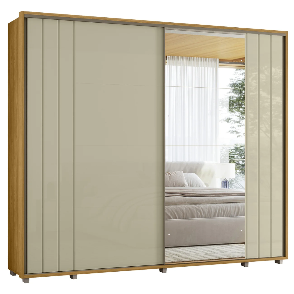 Guarda Roupa Casal 278cm 2 Portas 4 Espelhos Mya Opala/Cumaru Z10 - Mpozenato