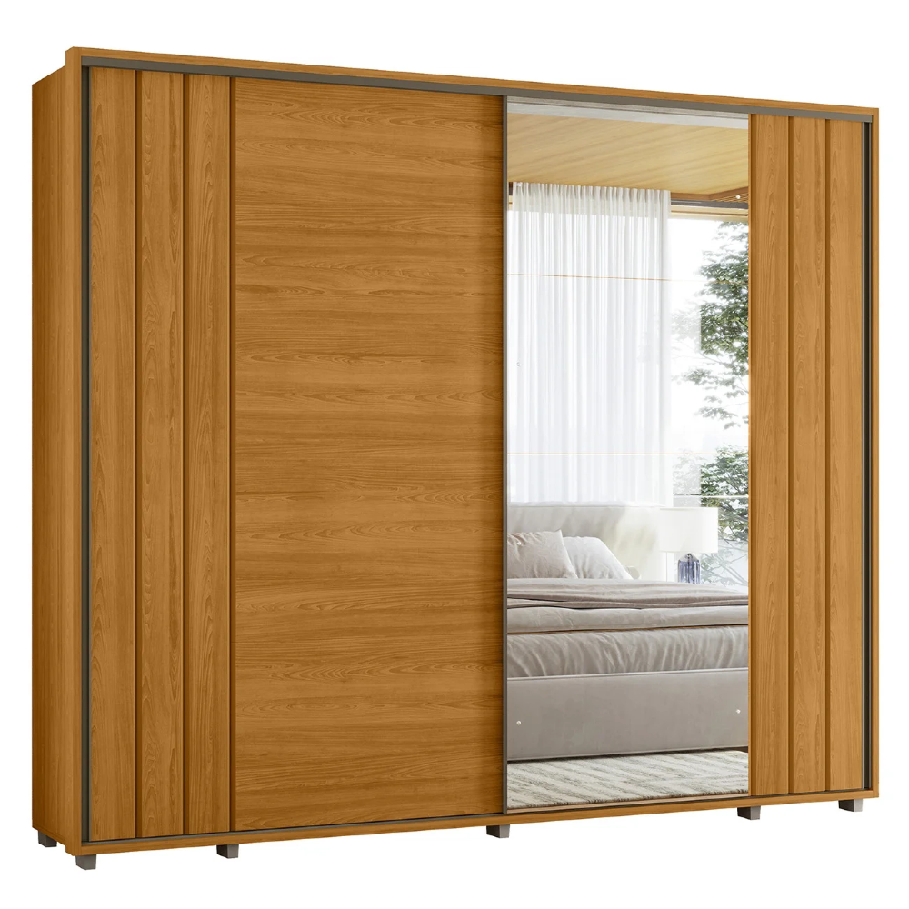 Guarda Roupa Casal 278cm 2 Portas 4 Espelhos Mya Cinamomo Z10 - Mpozenato