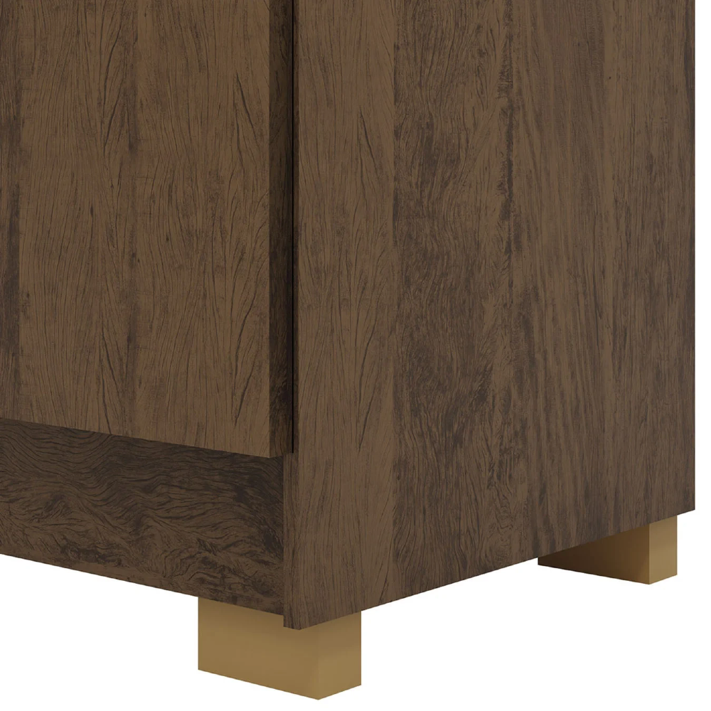 Guarda Roupa Casal 218cm Com Espelho Bolty Imbuia/Champanhe V02 - Mpozenato