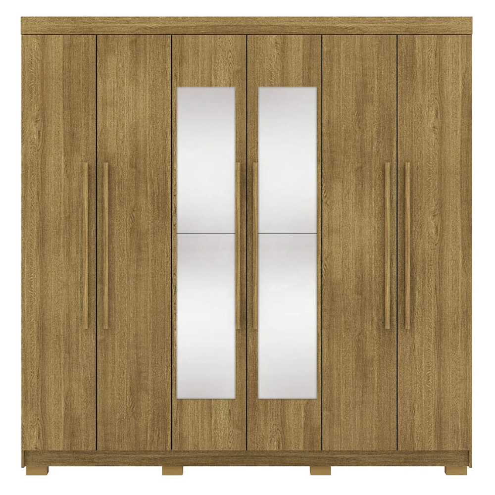 Guarda Roupa Casal 218cm Com Espelho Bolty Nature V02 - Mpozenato
