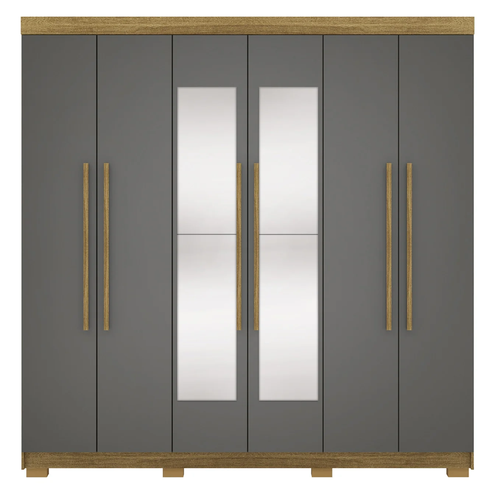 Guarda Roupa Casal 218cm Com Espelho Bolty Nature/Alasca V02 - Mpozenato