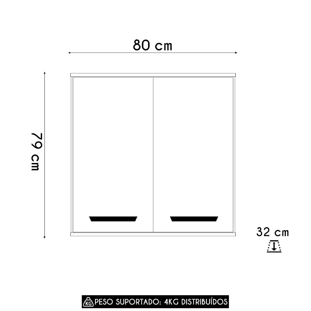 Armário de Cozinha Aéreo 80cm Rita Freijó/Off Acetinado Z44 - Mpozenato