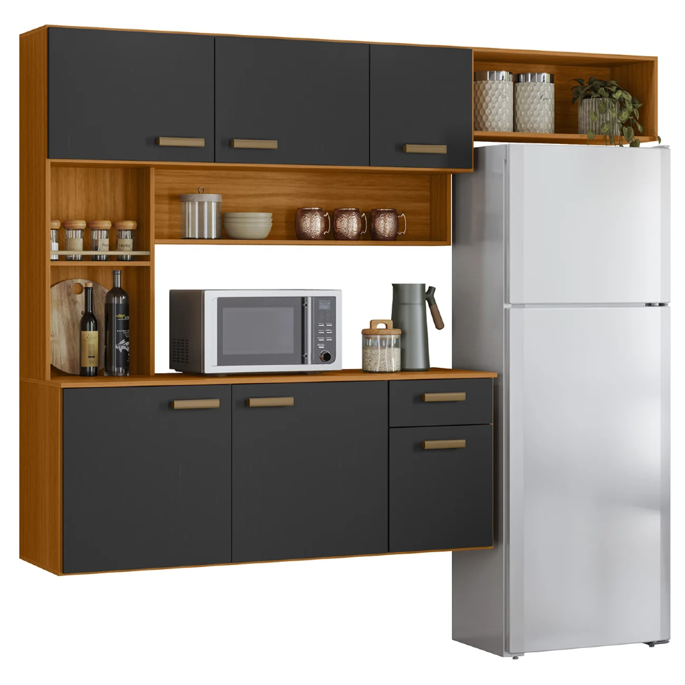 Cozinha Suspensa Lilian Freijó UV/Grafite Acetinado Z44     - Mpozenato