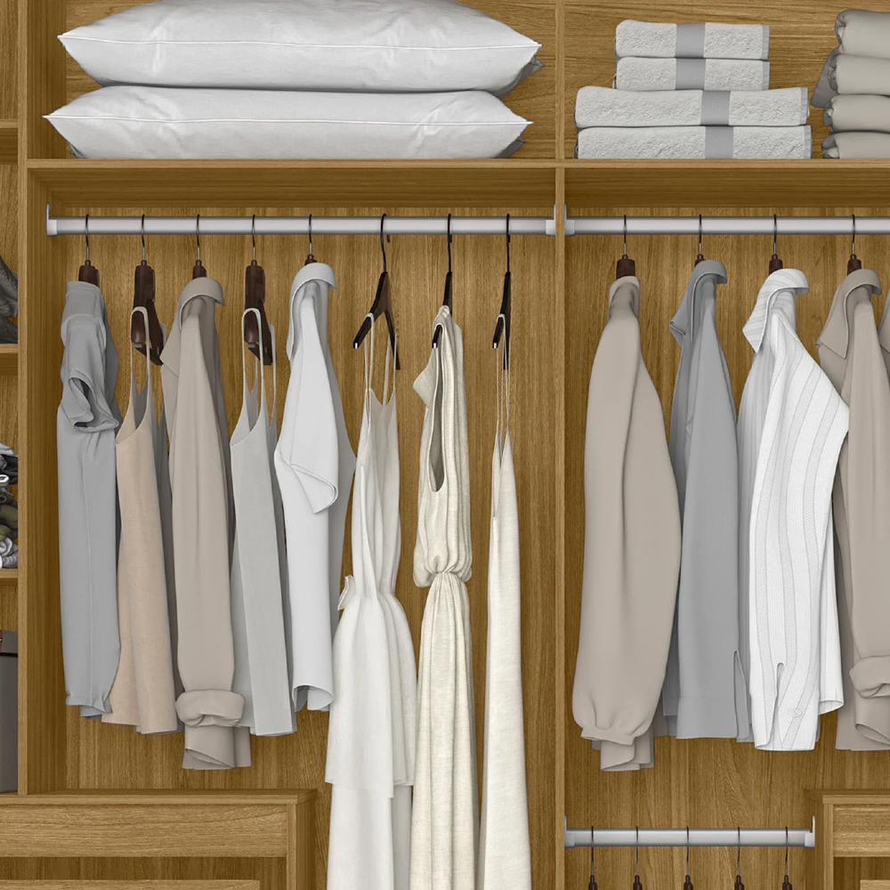 Guarda Roupa Casal 216cm Com Espelho Freeze Freijó/Off Z17   - Mpozenato