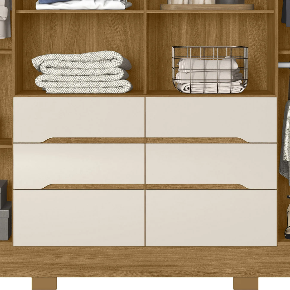 Guarda Roupa Casal 216cm 6 Portas Alabama Freijó/Off Z17     - Mpozenato