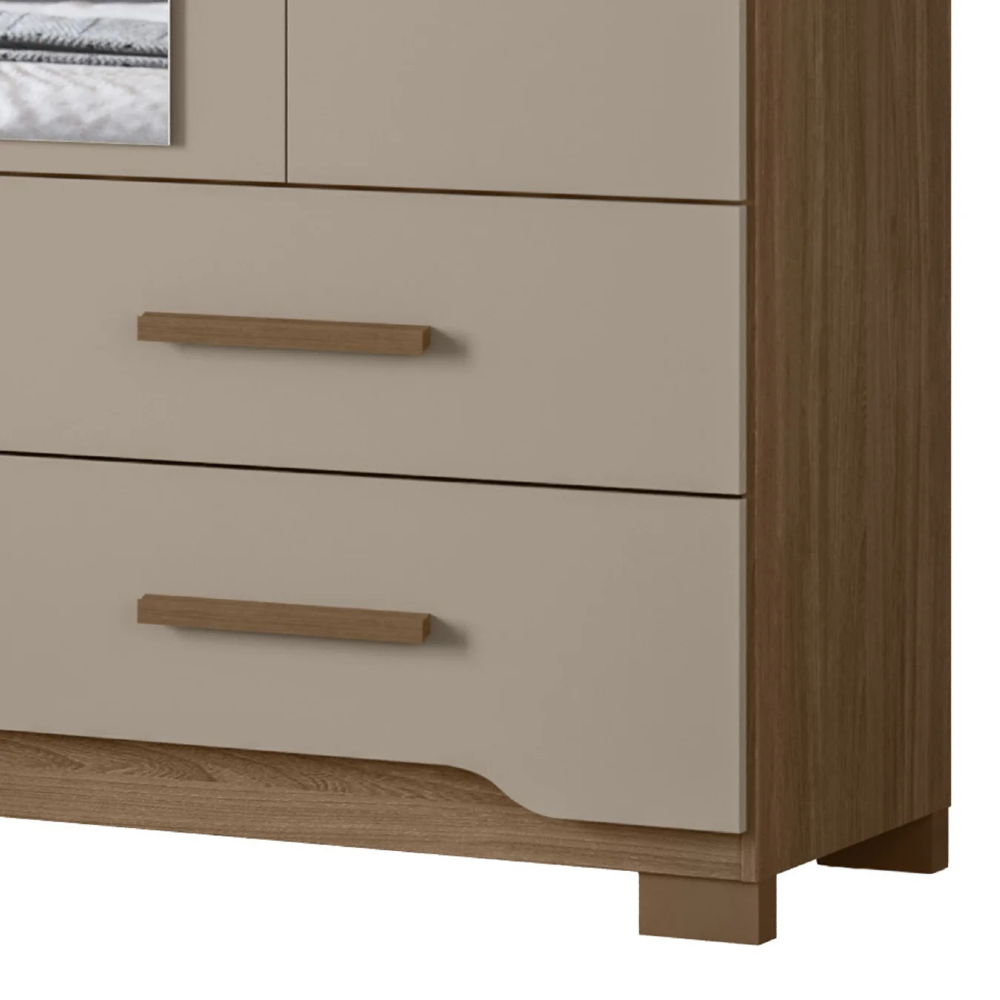 Guarda Roupa Casal 160cm Com Espelho Cancum Carvalho/Fendi Z17 - Mpozenato