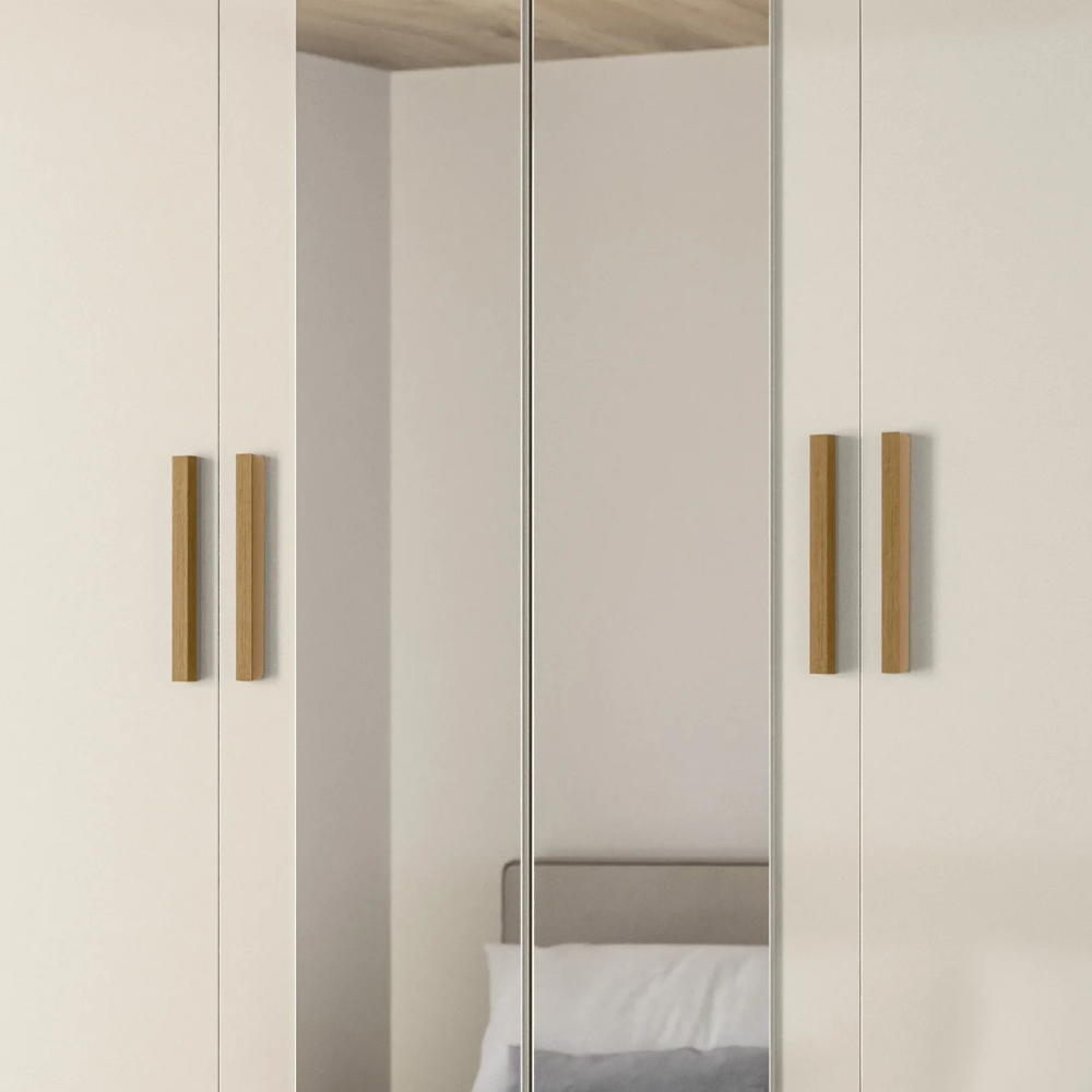 Guarda Roupa Casal 160cm Com Espelho Cancum Freijó/Off Z17   - Mpozenato