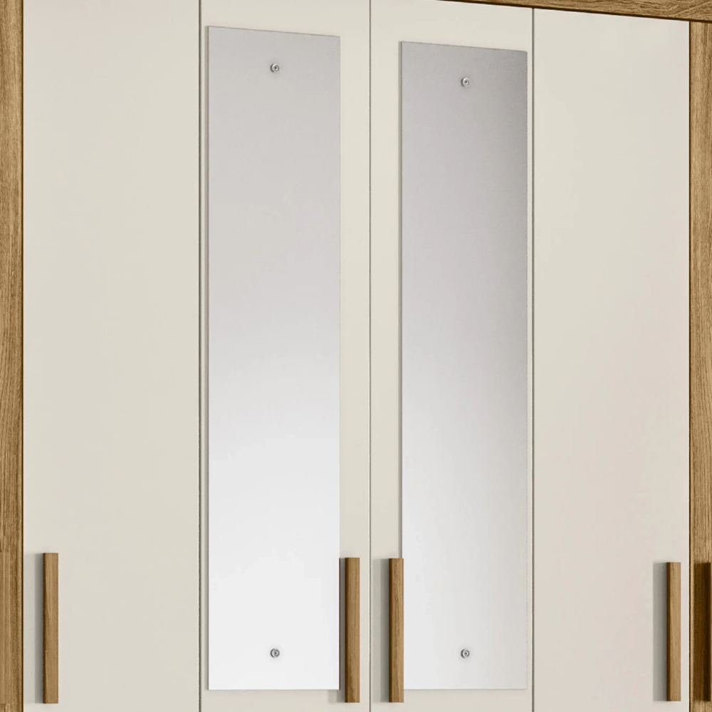 Guarda Roupa Casal 165cm Com Espelho Khani Freijó/Off Z17    - Mpozenato