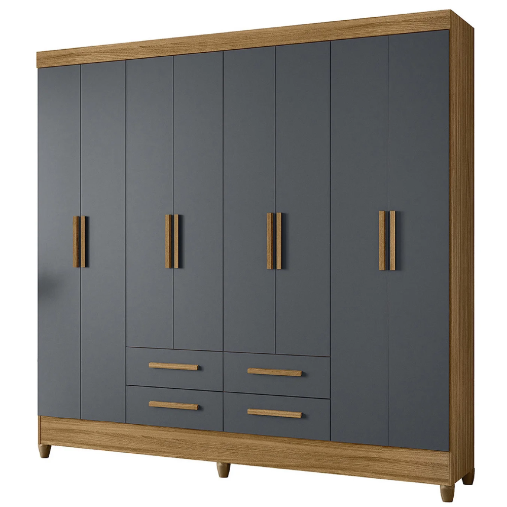Guarda Roupa Casal 204cm 8 Portas Vitta Freijó/Cinza Z17     - Mpozenato