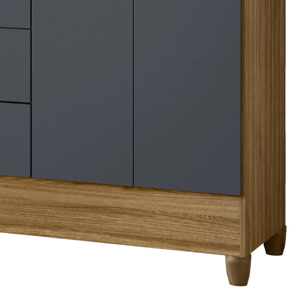 Guarda Roupa Casal 204cm Com Espelho Vitta Freijó/Cinza Z17  - Mpozenato