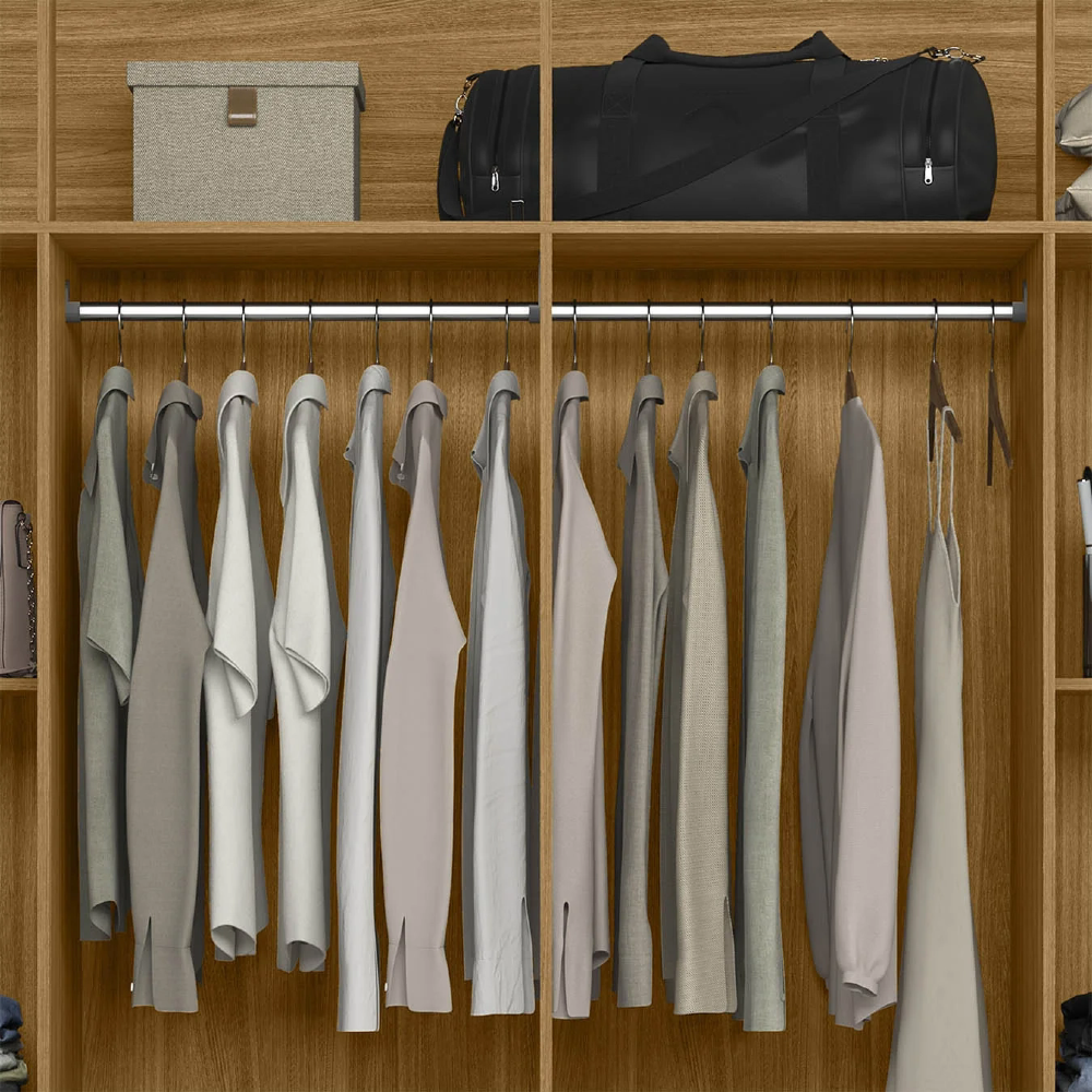 Guarda Roupa Casal 204cm Com Espelho Vitta Freijó/Cinza Z17  - Mpozenato