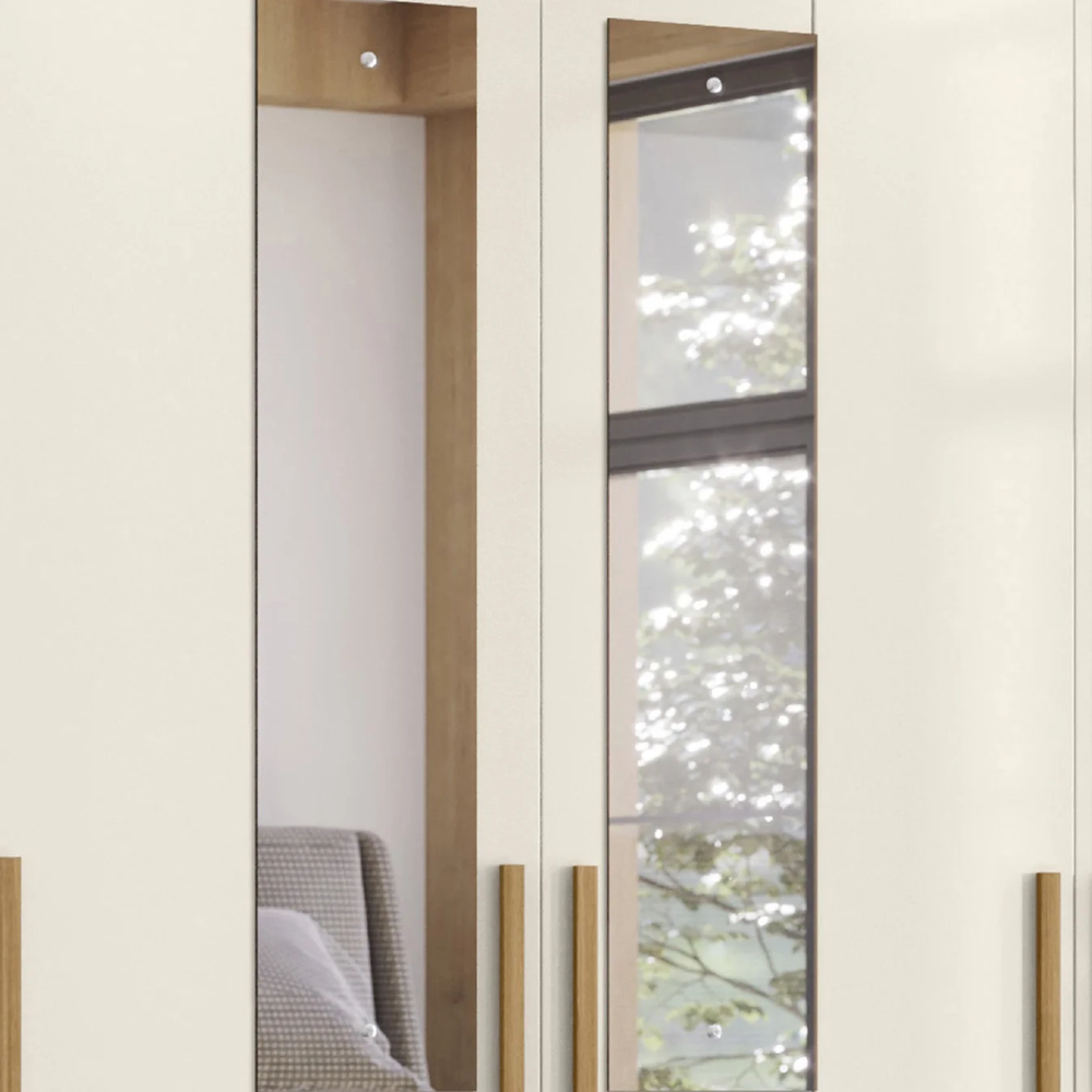 Guarda Roupa Casal 165cm Com Espelho Parla Freijó/Off Z17    - Mpozenato