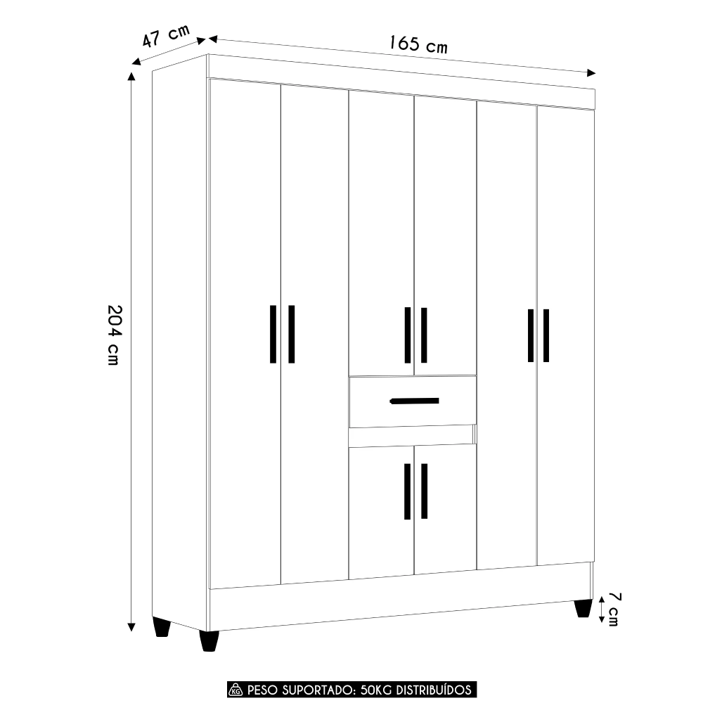 Guarda Roupa Casal 165cm 8 Portas Parla Freijó/Off Z17       - Mpozenato