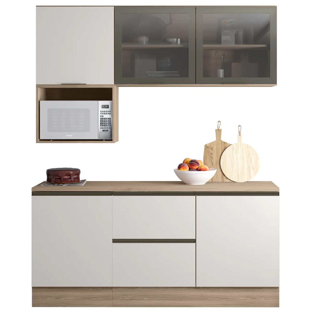 Armário de Cozinha CP01 e Tampo Grace Carvalho Oak/Off White Z44 - Mpozenato