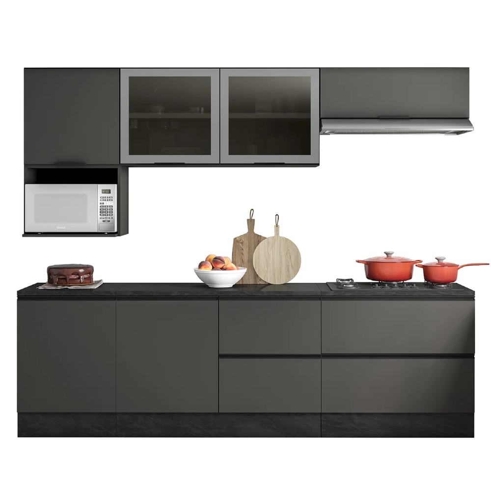 Armário de Cozinha CP03 e Tampo Grace Grafite Z44           - Mpozenato