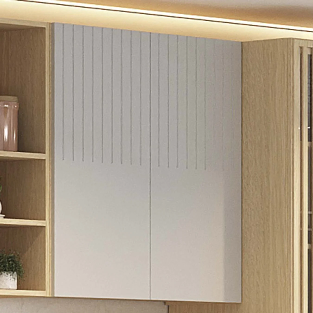 Armário de Cozinha 80cm 2 Portas Pierre Carvalho/Cinza L01 - Mpozenato