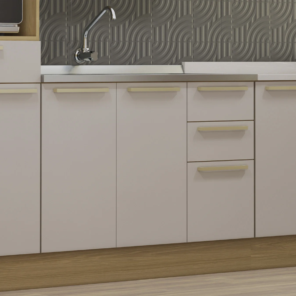 Balcão de Cozinha Com Pia Inox 120cm Mirella Freijó/Cinammon L01 - Mpozenato