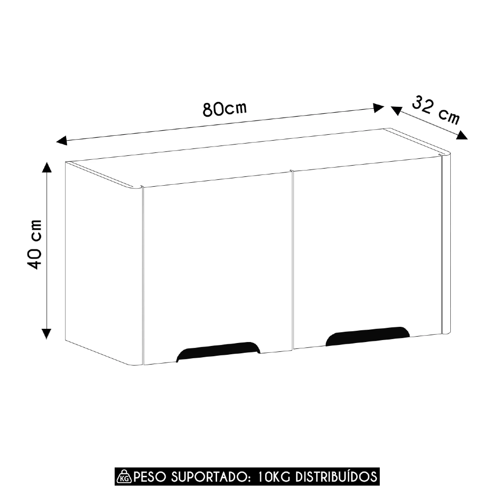 Armário de Cozinha Aéreo Para Geladeira 80cm Marina Freijó L01 - Mpozenato