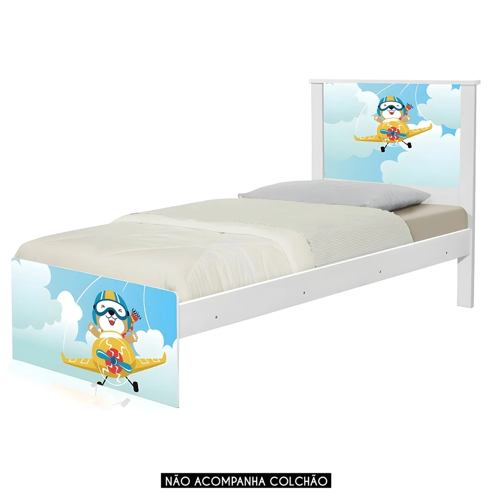 Cama Solteiro Infantil Para Colchão 188x88cm Aviador K06 - Mpozenato