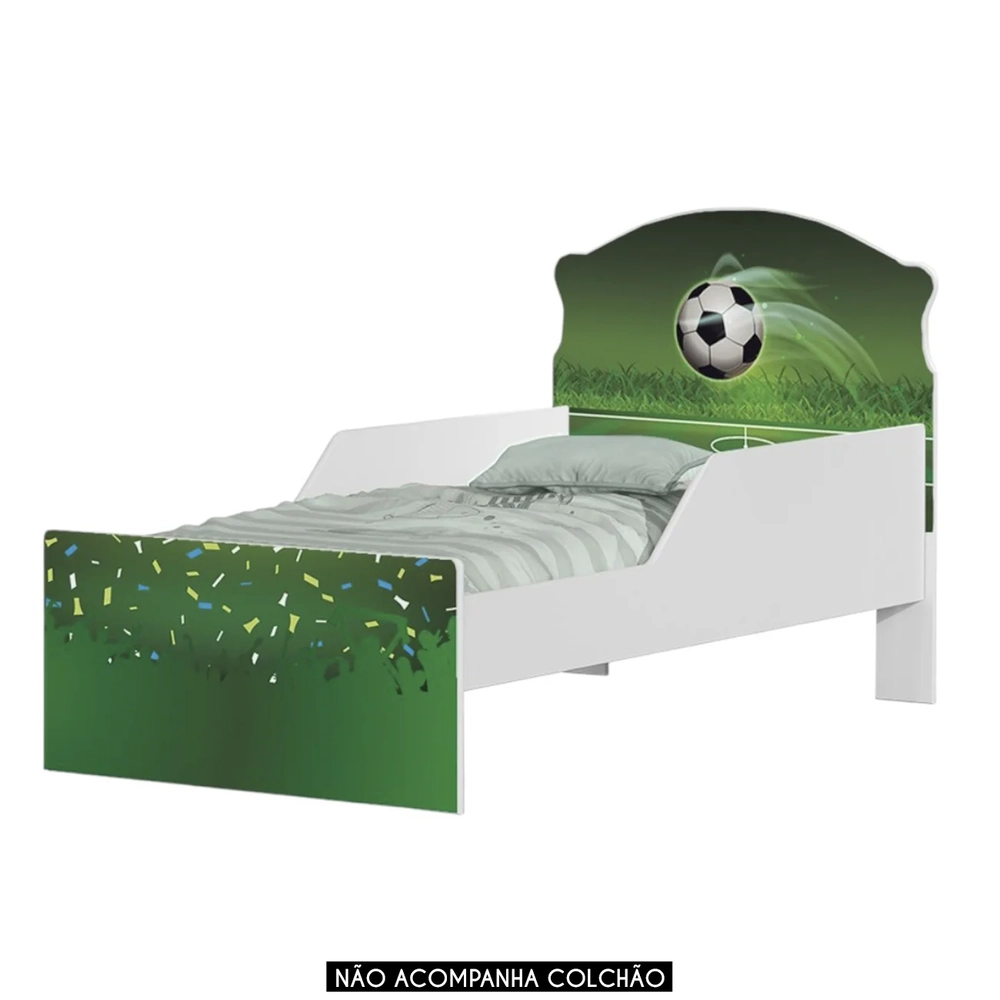 Mini Cama Infantil 148x68cm Com Proteção Lateral Futebol K06 - Mpozenato
